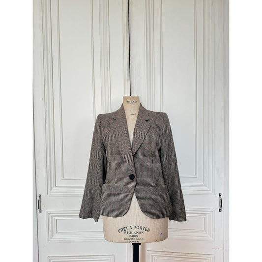 Grey Checkered Wool Blazer