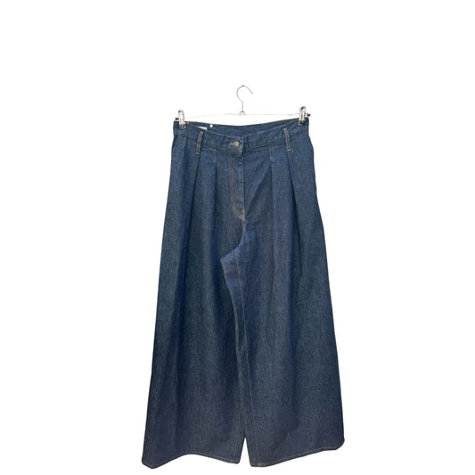 Raw Denim Wide Pleated Jeans