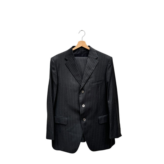 Yves Saint Laurent x Loro Piana Dark Grey Pinstripe Wool Suit Size EU 52 / US 42R