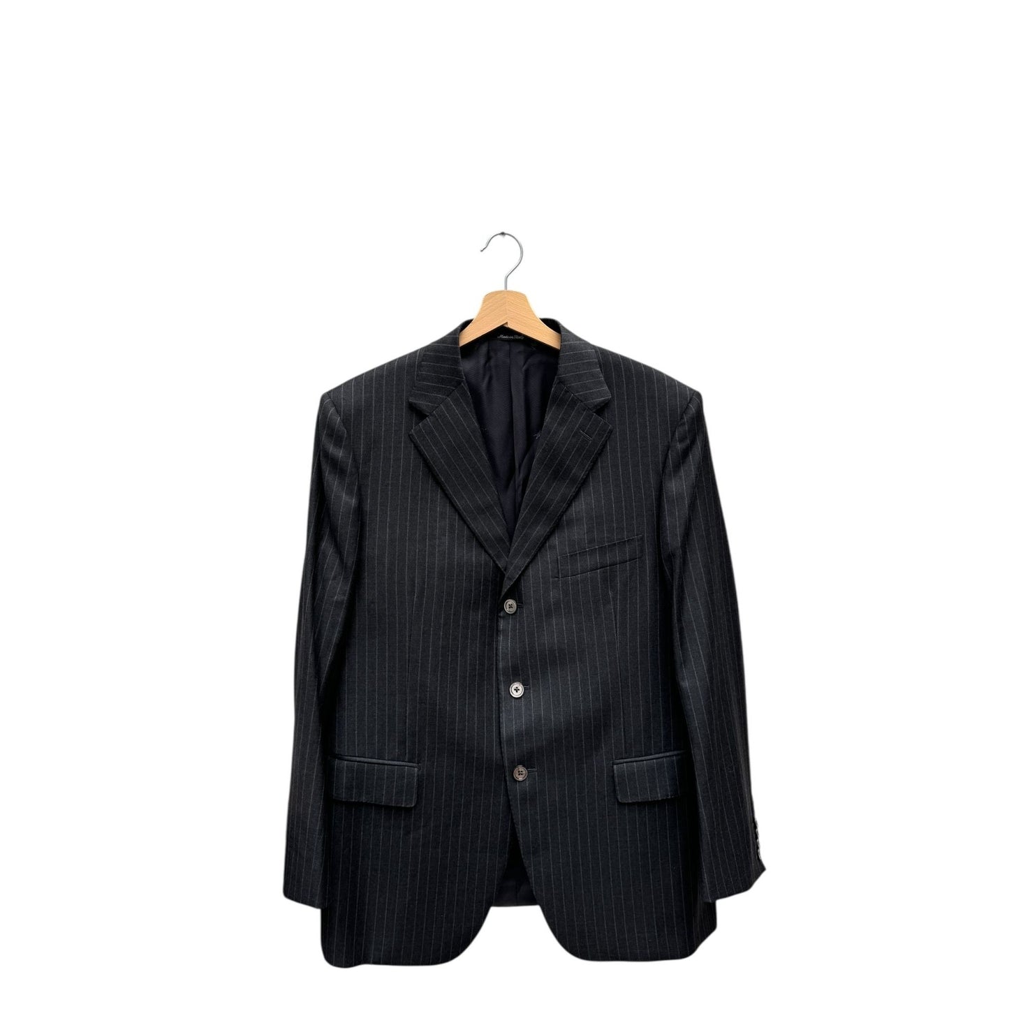 Yves Saint Laurent x Loro Piana Dark Grey Pinstripe Wool Suit Size EU 52 / US 42R