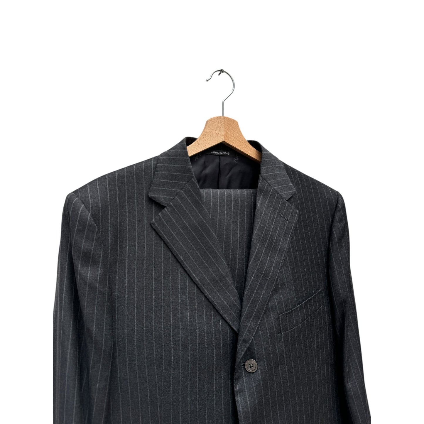 Yves Saint Laurent x Loro Piana Dark Grey Pinstripe Wool Suit Size EU 52 / US 42R