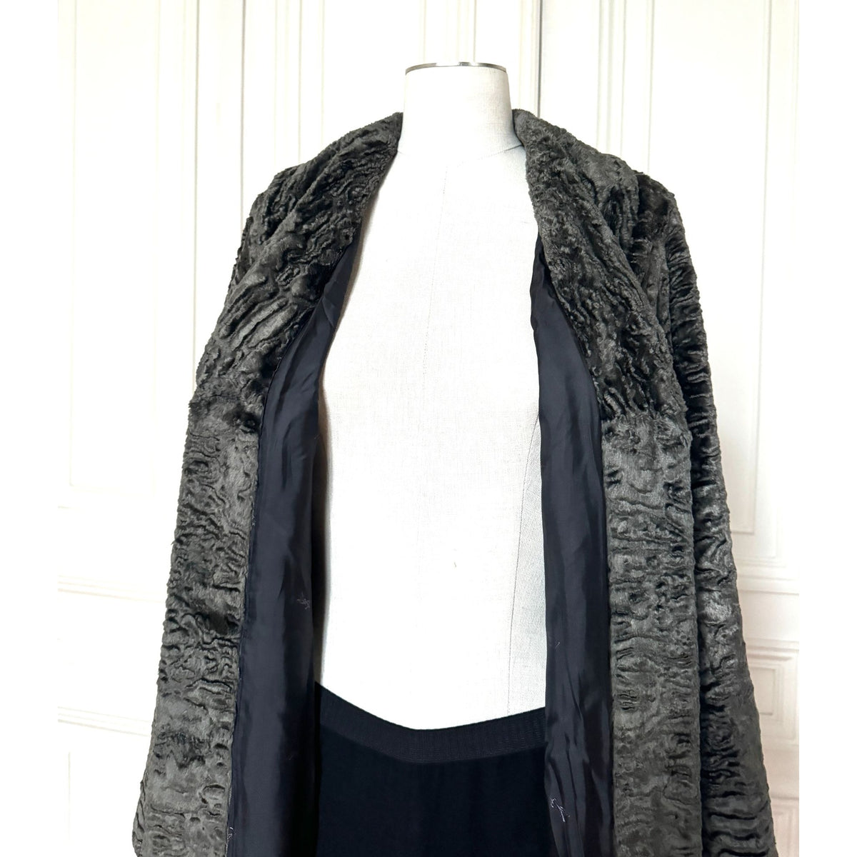 1990s Grey Textured Velvet Long Coat