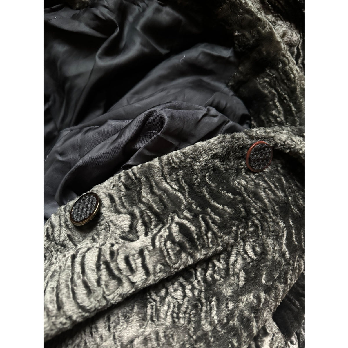 1990s Grey Textured Velvet Long Coat