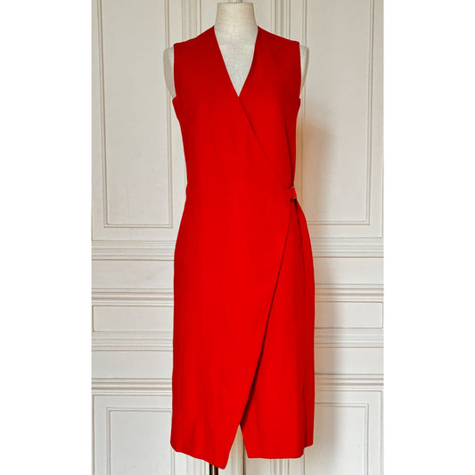 Hermes by Martin Margiela Spring/Summer 2002 Red Linen Wrap Dress
