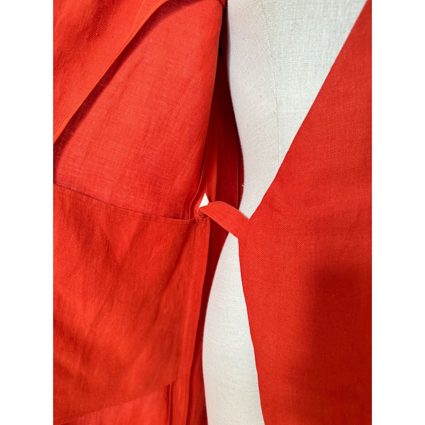 Hermes by Martin Margiela Spring/Summer 2002 Red Linen Wrap Dress