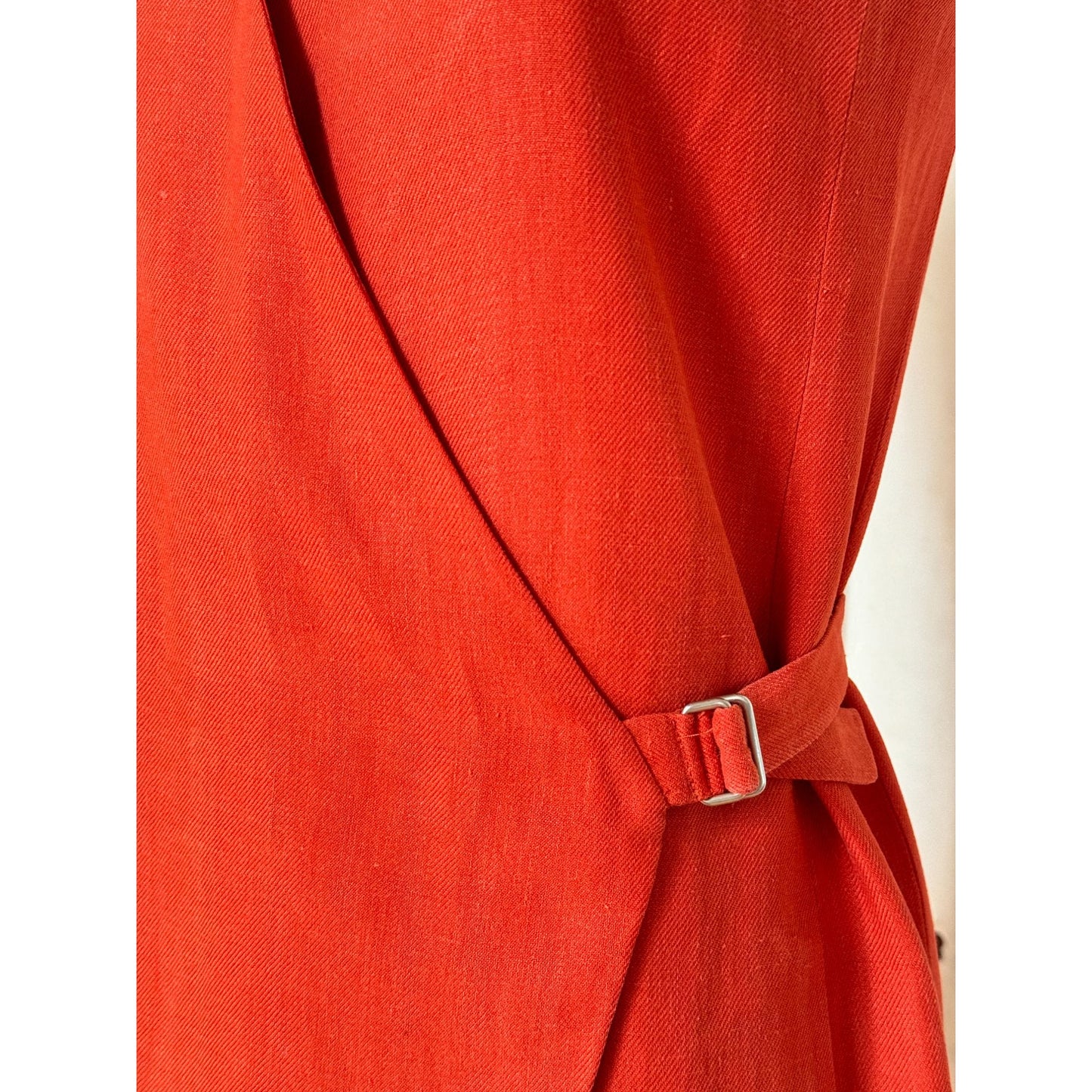 Hermes by Martin Margiela Spring/Summer 2002 Red Linen Wrap Dress