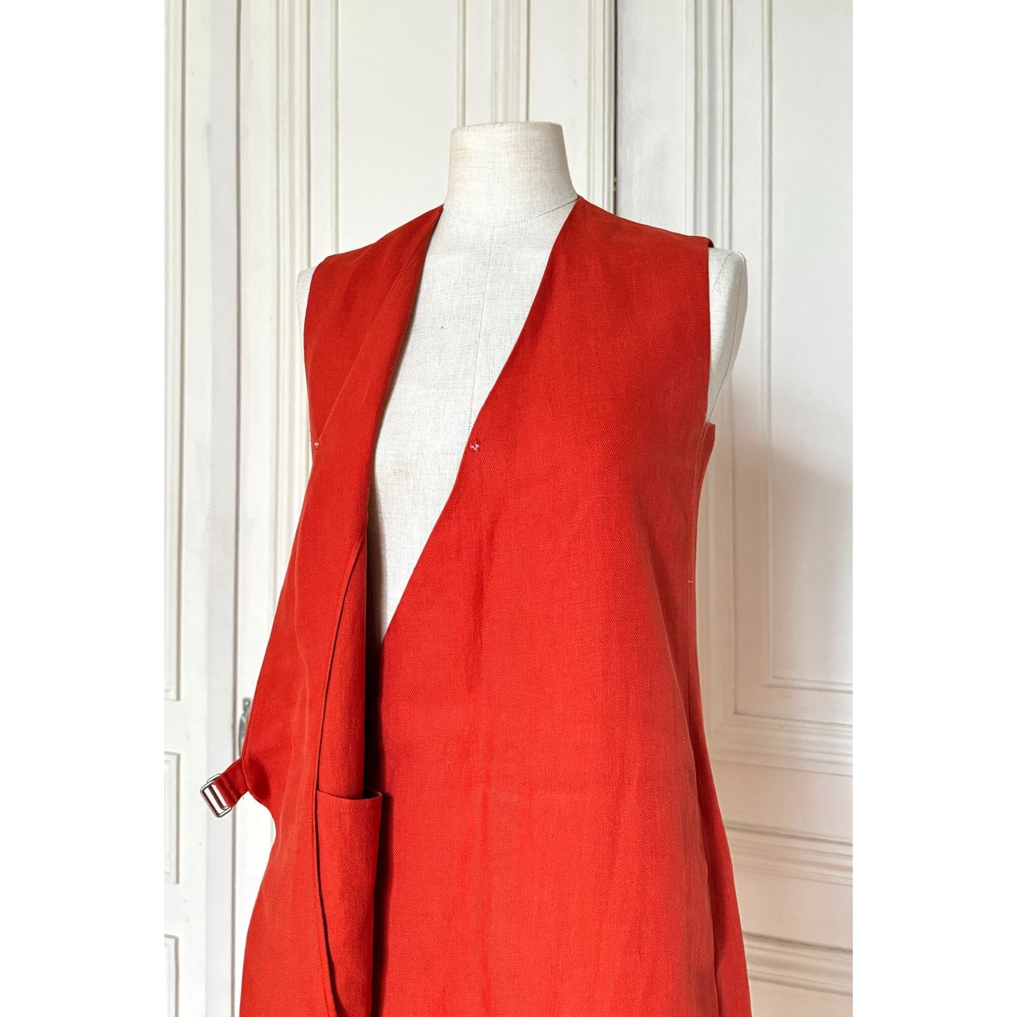 Hermes by Martin Margiela Spring/Summer 2002 Red Linen Wrap Dress
