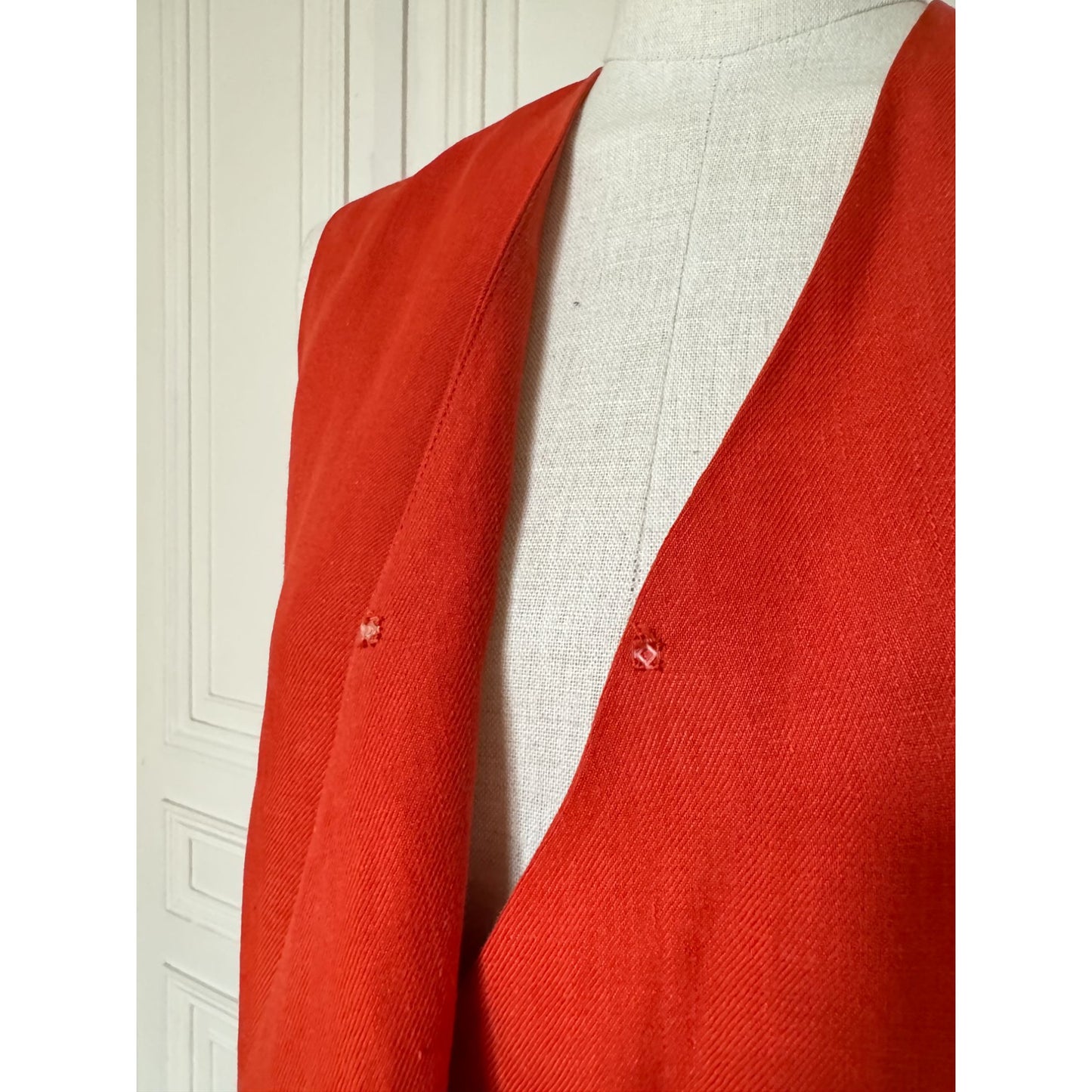 Hermes by Martin Margiela Spring/Summer 2002 Red Linen Wrap Dress