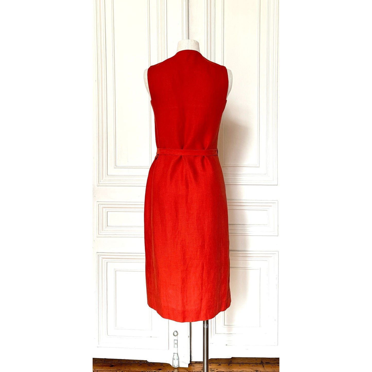 Hermes by Martin Margiela Spring/Summer 2002 Red Linen Wrap Dress
