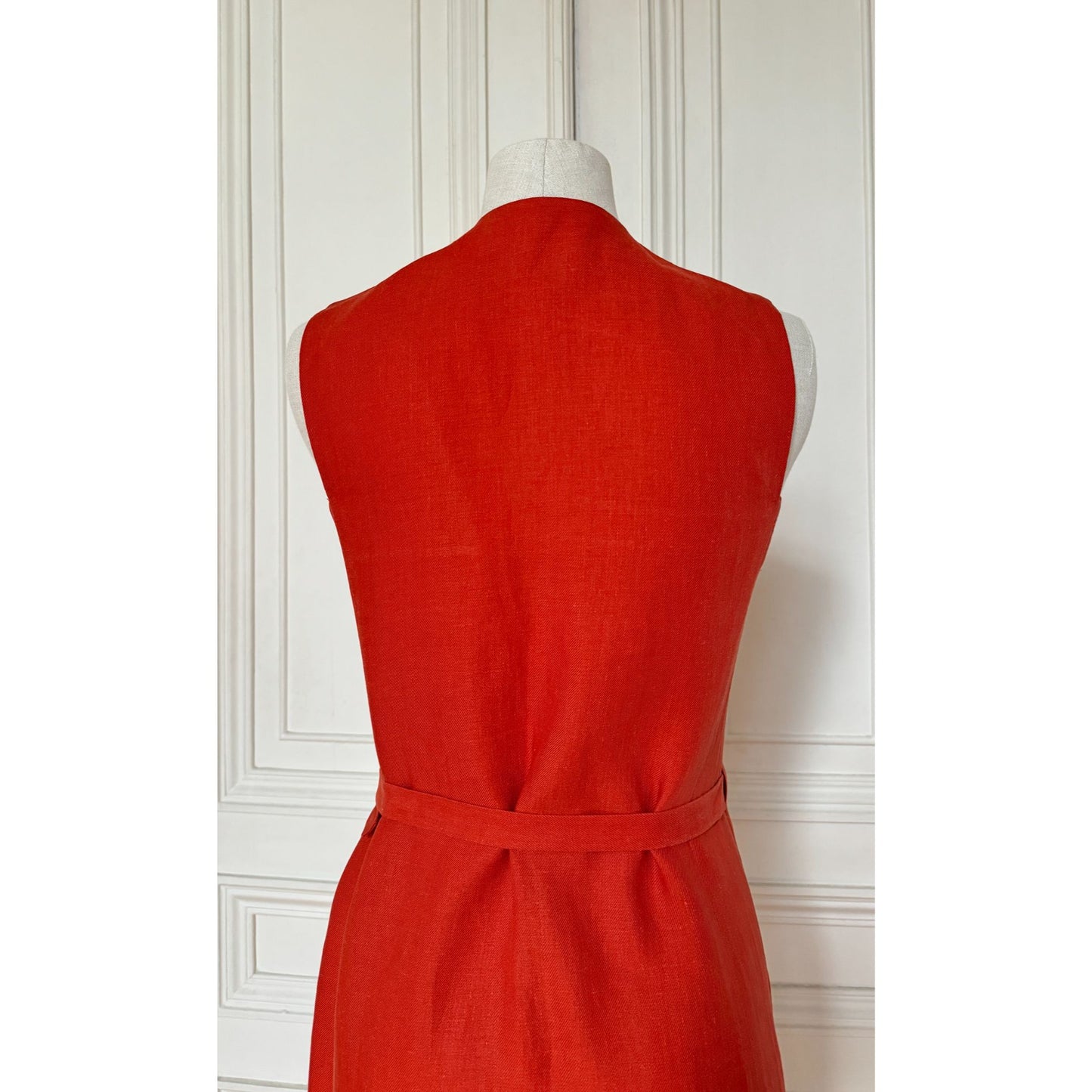 Hermes by Martin Margiela Spring/Summer 2002 Red Linen Wrap Dress