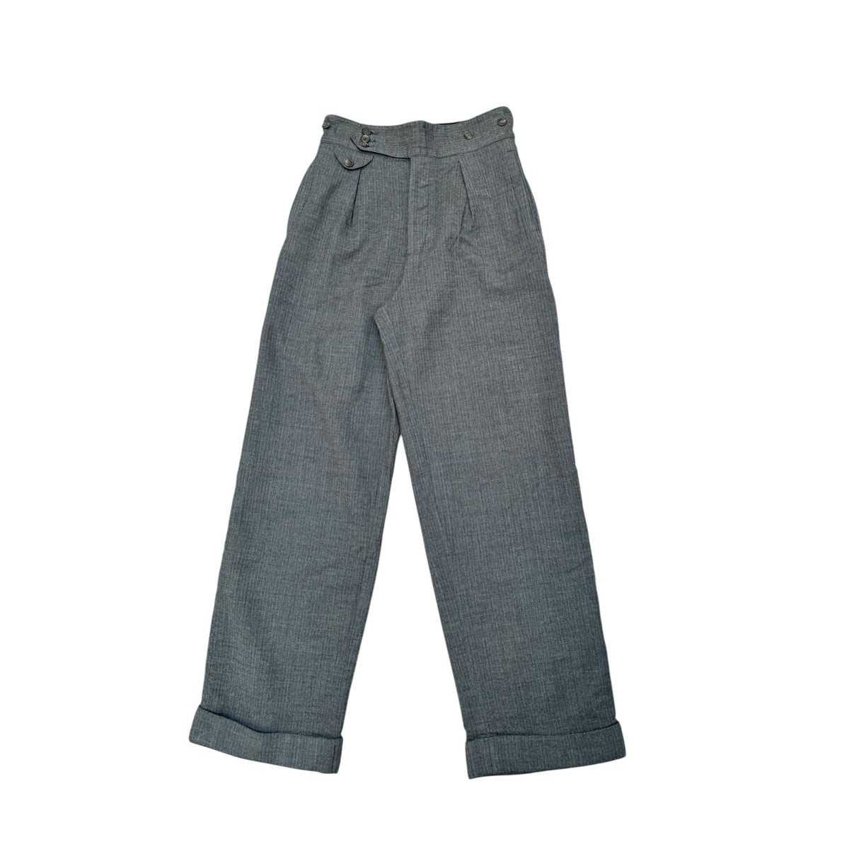 1990s Grey Virgin Wool High-Waisted Pants