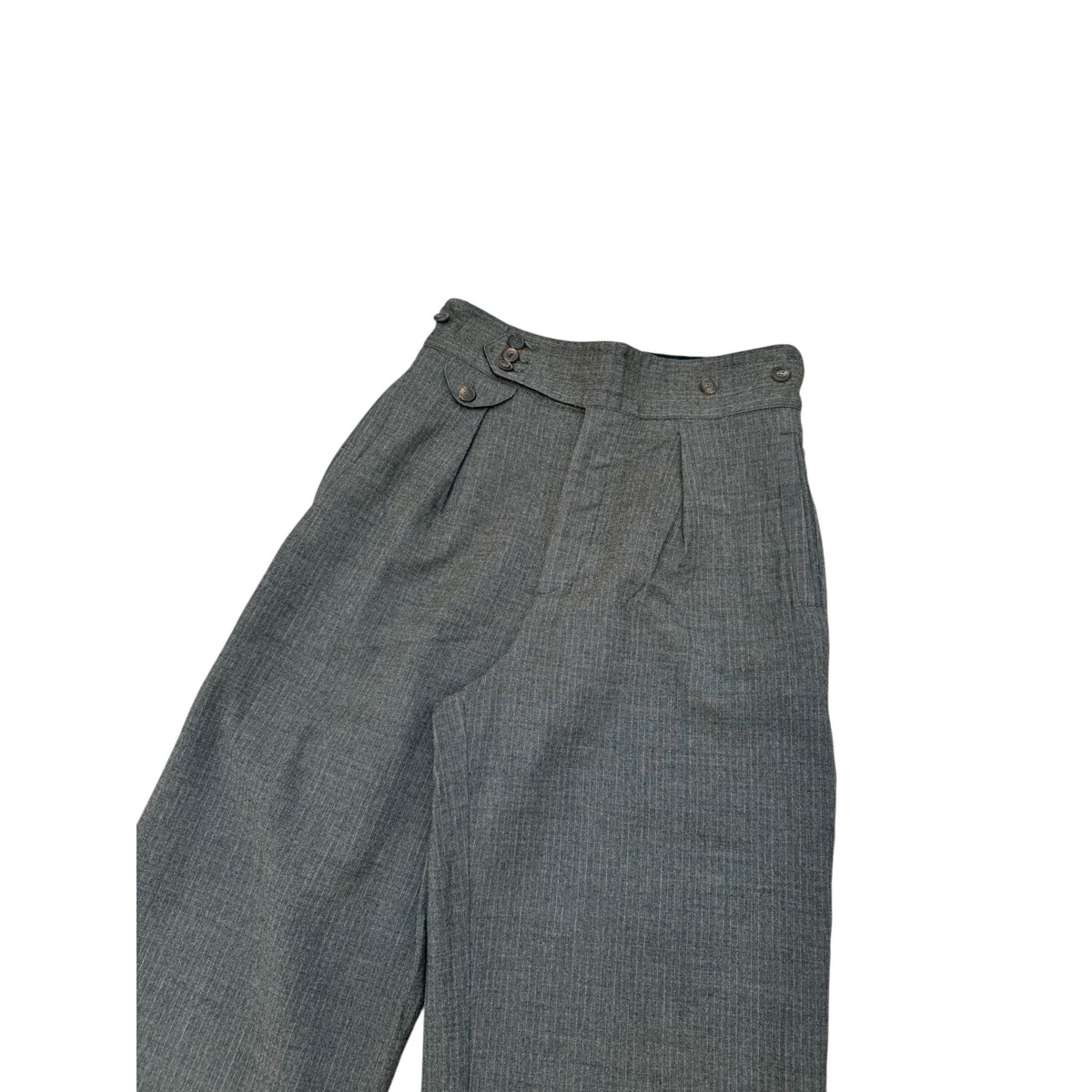 1990s Grey Virgin Wool High-Waisted Pants