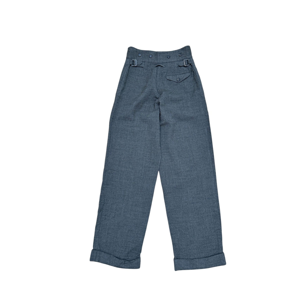 1990s Grey Virgin Wool High-Waisted Pants