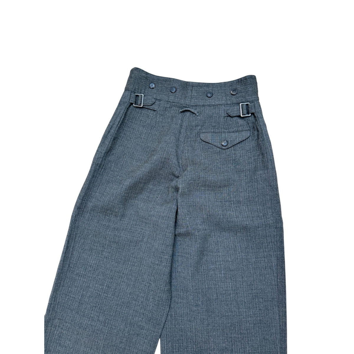 1990s Grey Virgin Wool High-Waisted Pants
