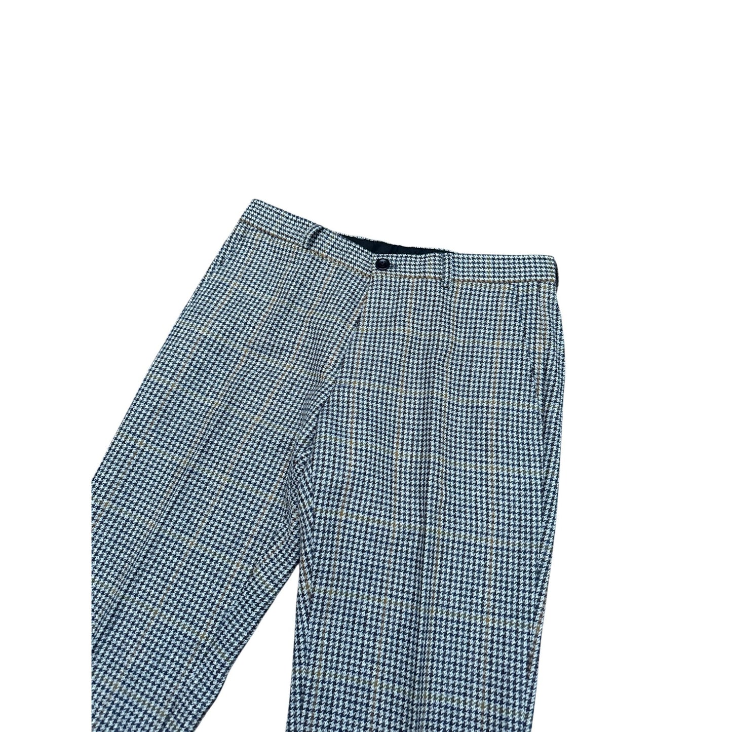 Grey Houndstooth Wool Trousers