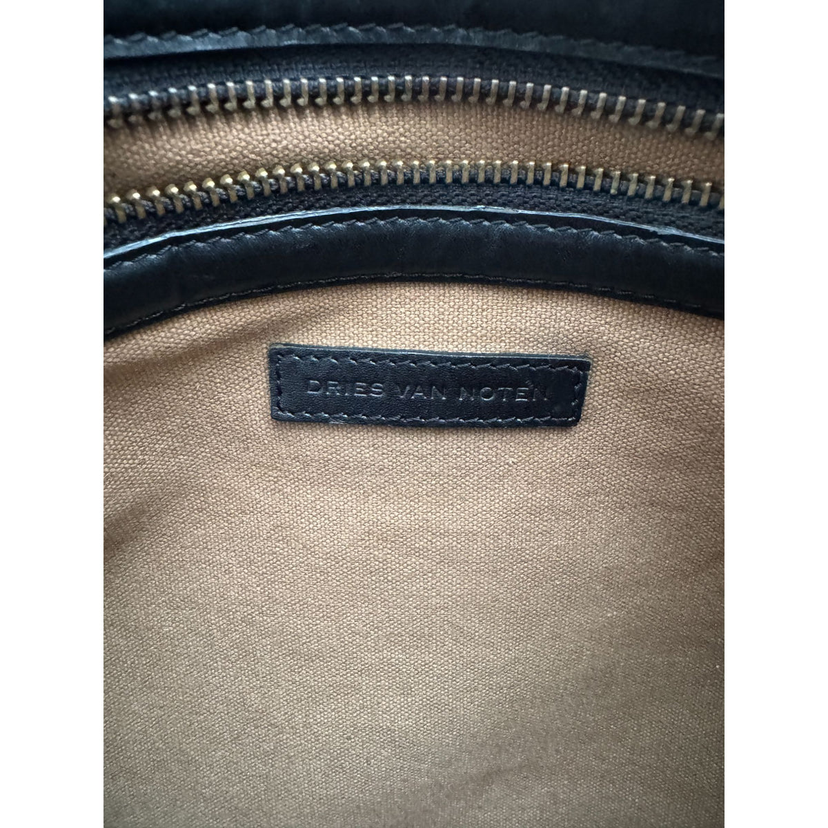 Gold Metallic Leather &amp; Canvas Shoulder Bag