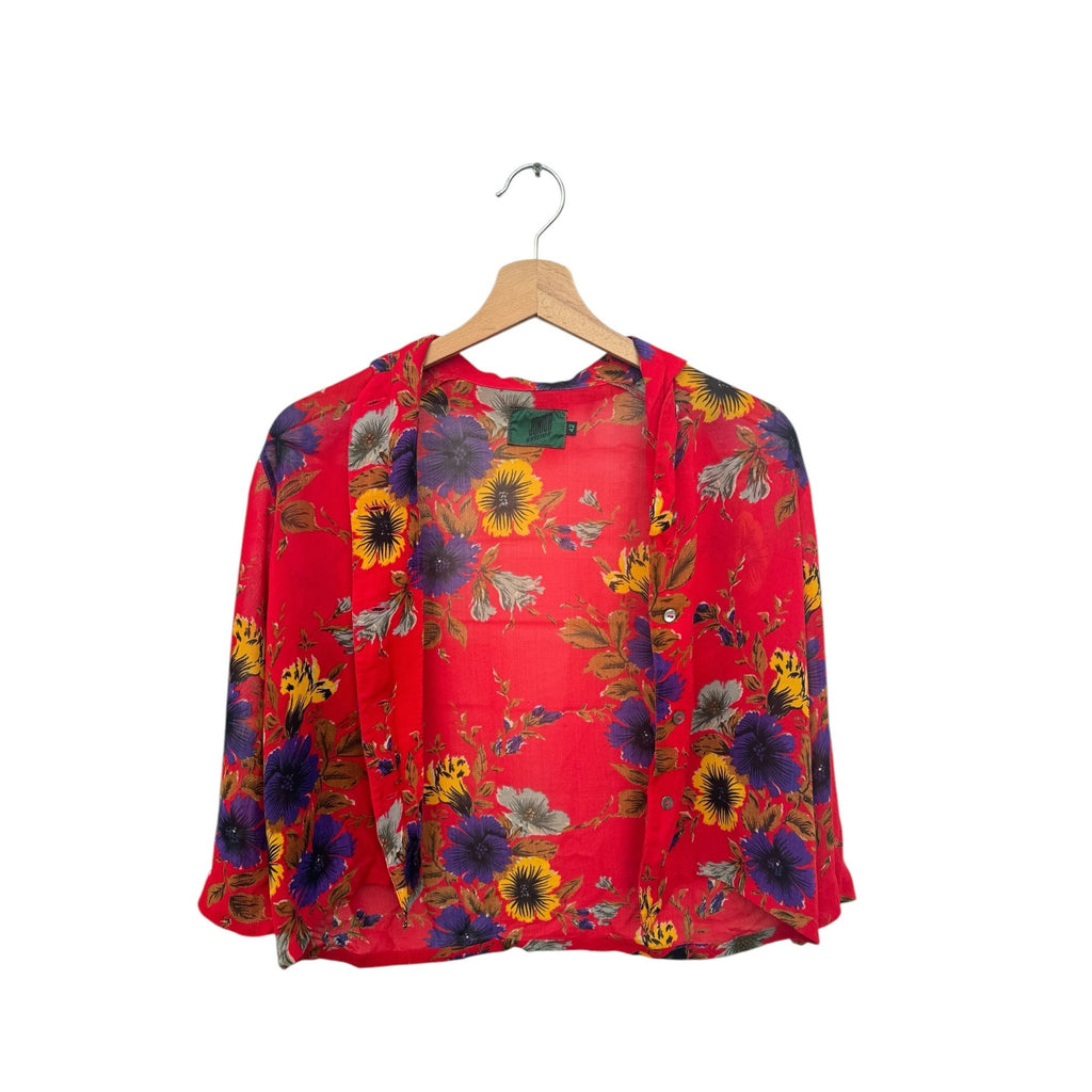 Red Viscose Floral Buttoned Shirt