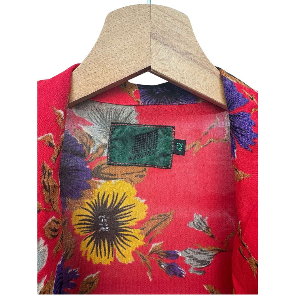 Red Viscose Floral Buttoned Shirt
