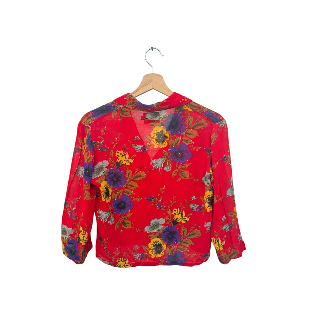 Red Viscose Floral Buttoned Shirt
