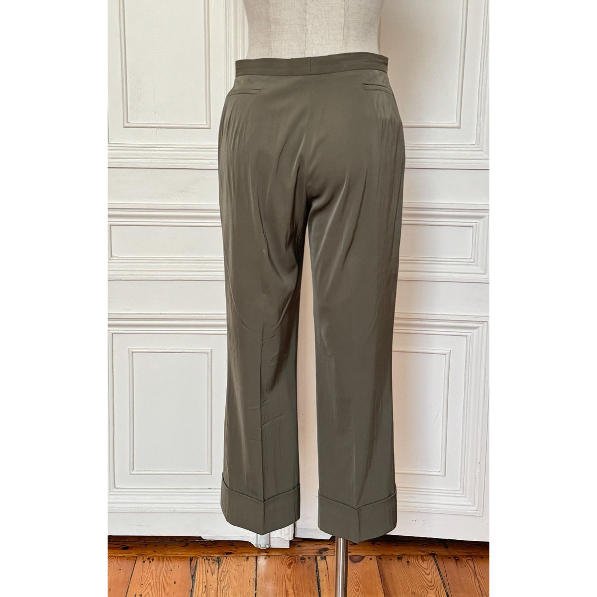 1990s Khaki Wool Straight-Leg Trousers