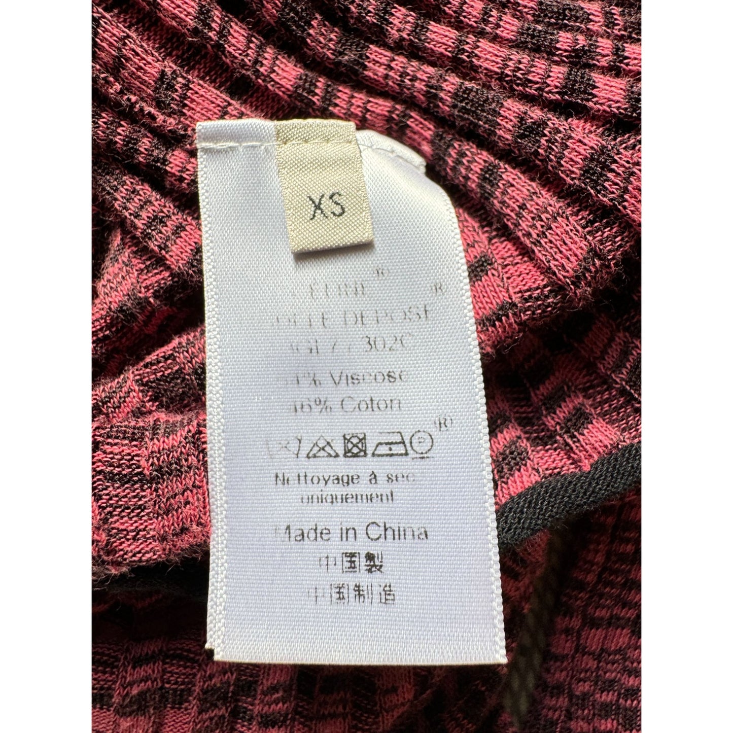 Phoebe Philo Pink &amp; Black Textured Knit Mock-Neck Top