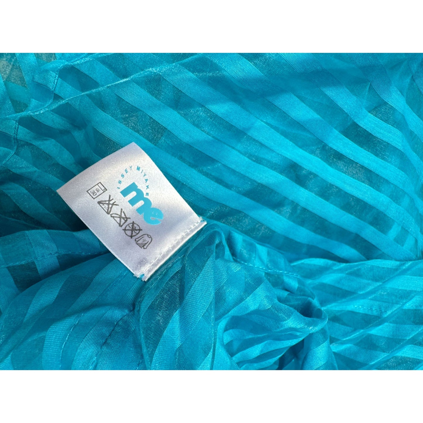 Blue Striped Sheer Pleated Top