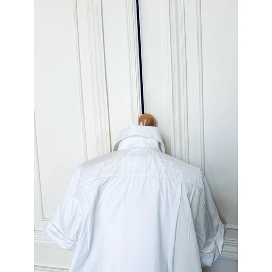 2020 White Cotton Cropped Shirt