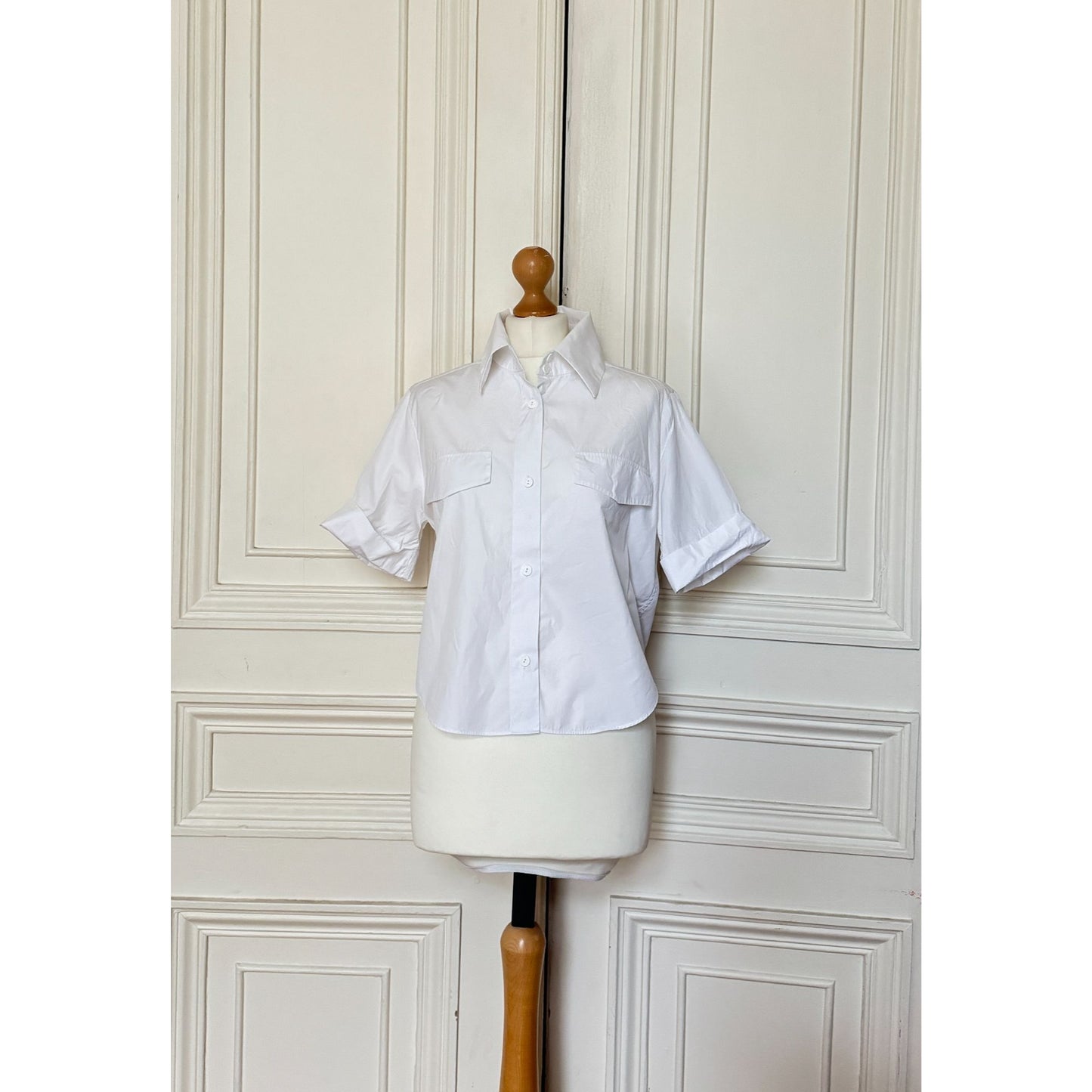 2020 White Cotton Cropped Shirt