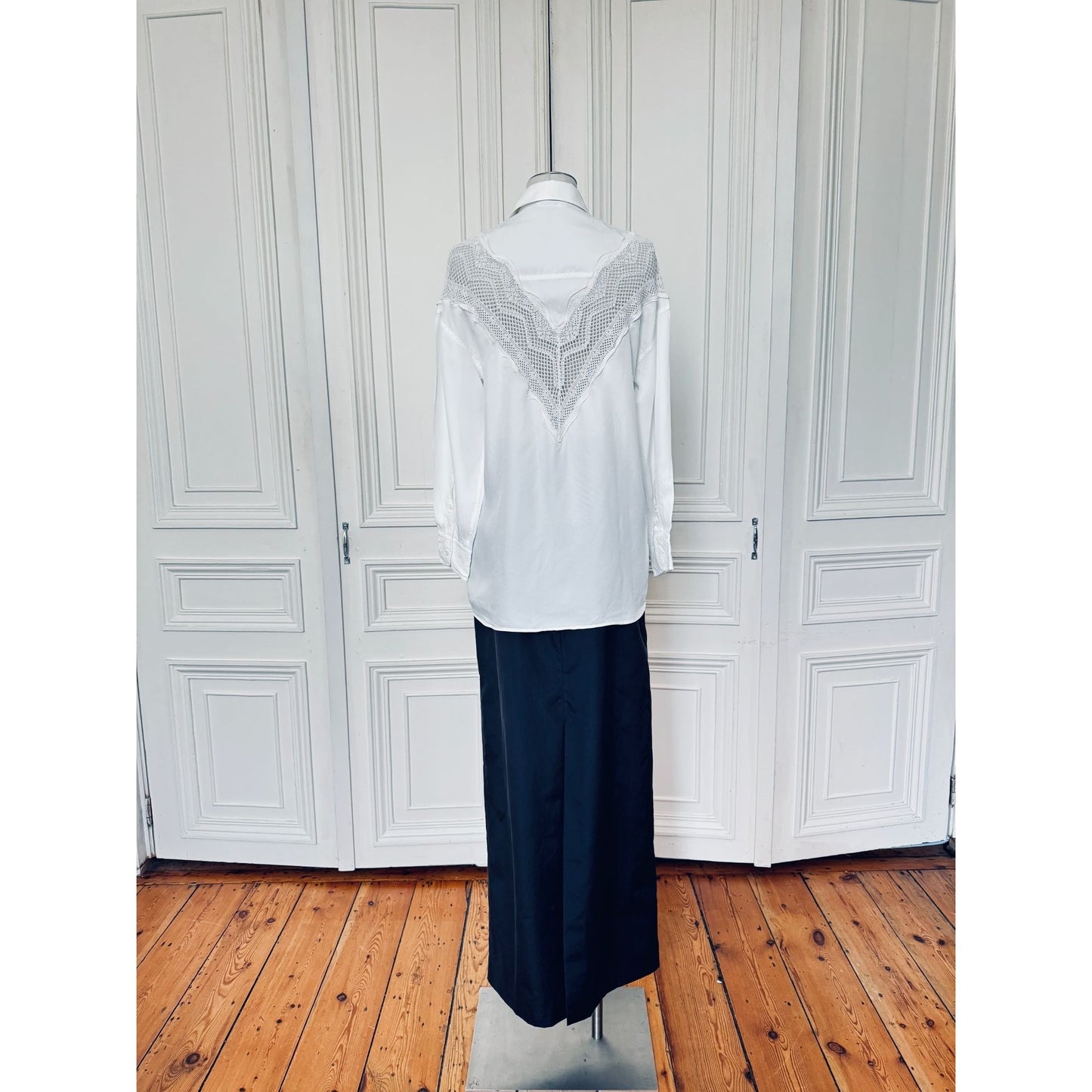 SS 2018  White Button down shirt with lace details