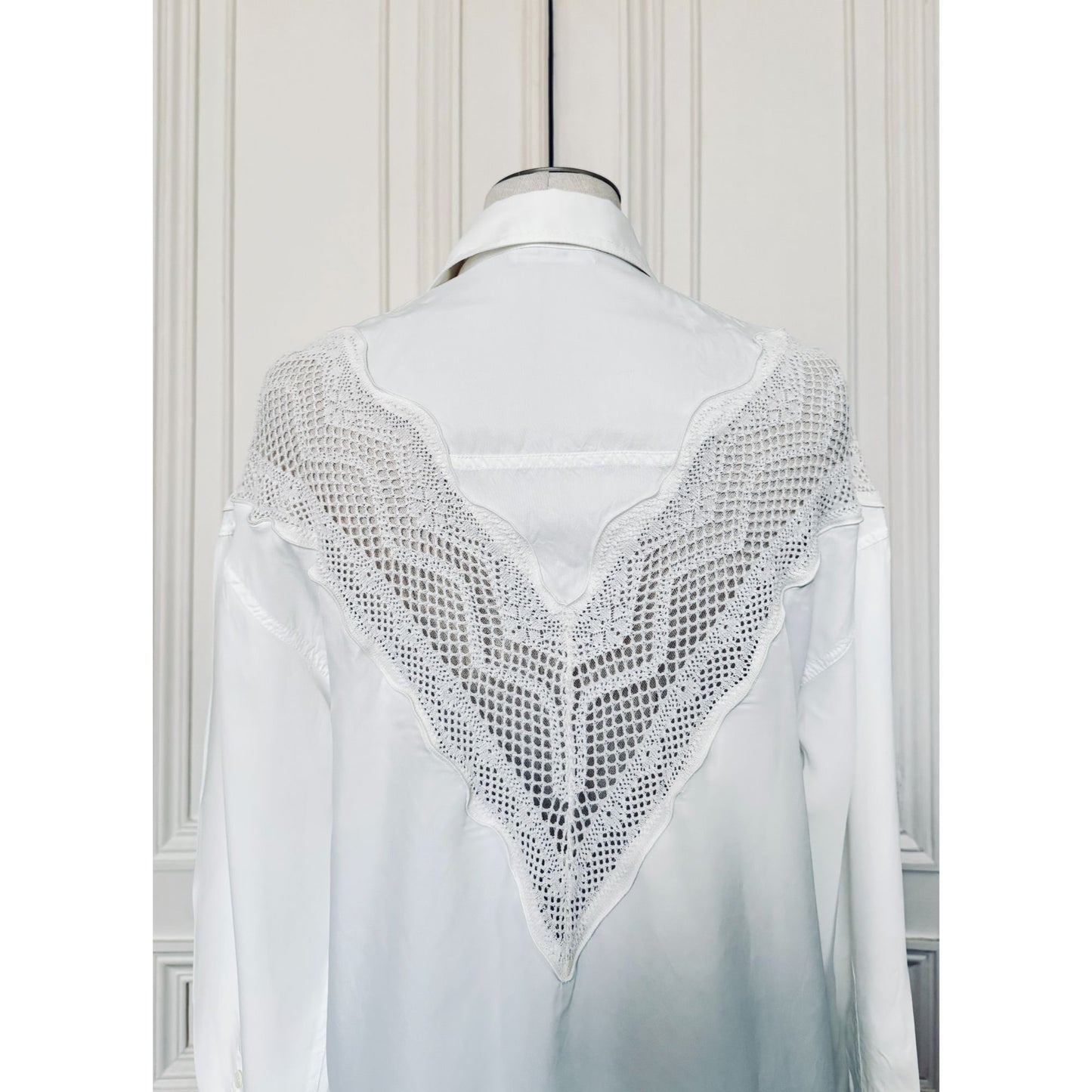 SS 2018  White Button down shirt with lace details