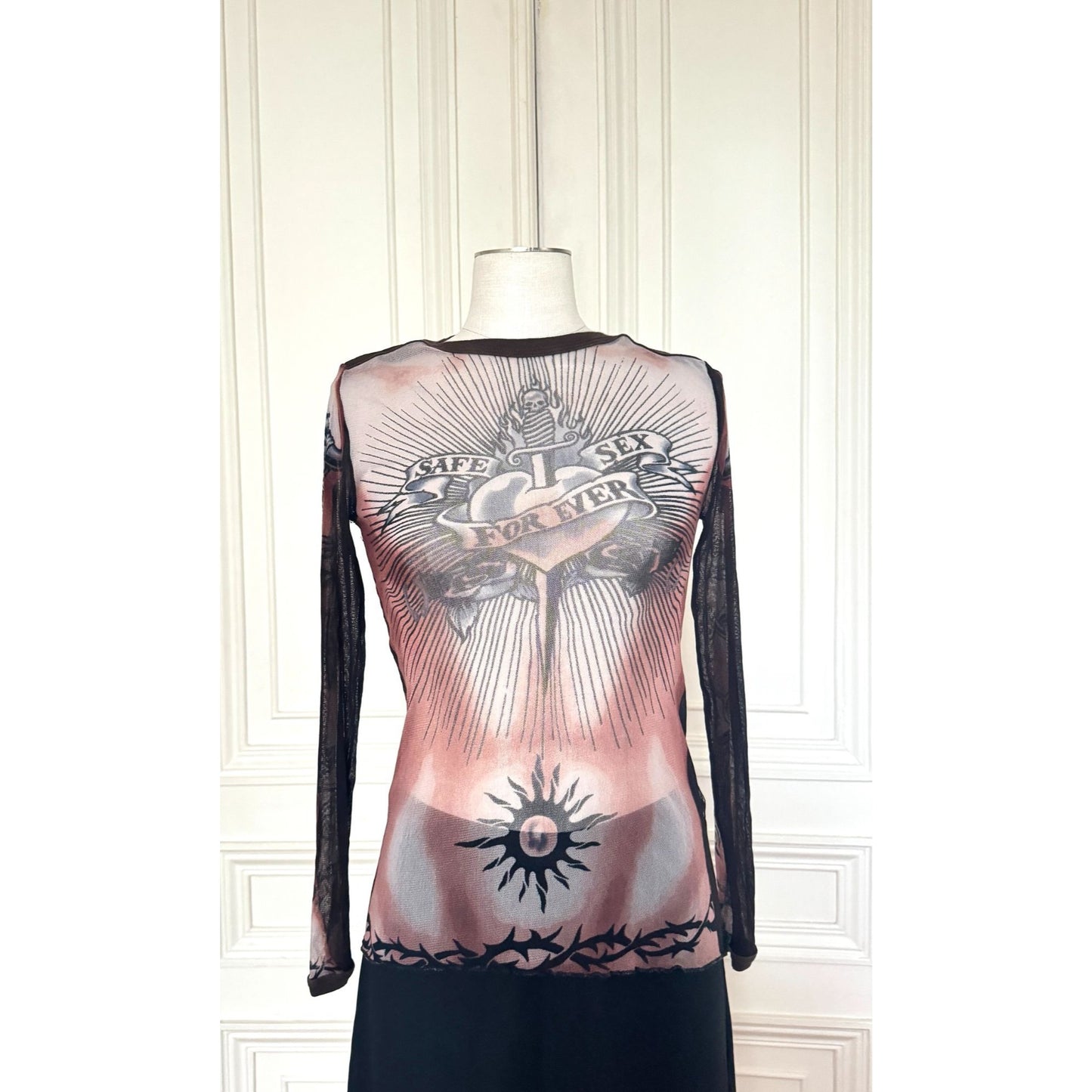 1996 Tattoo Mesh Long Sleeve Top 