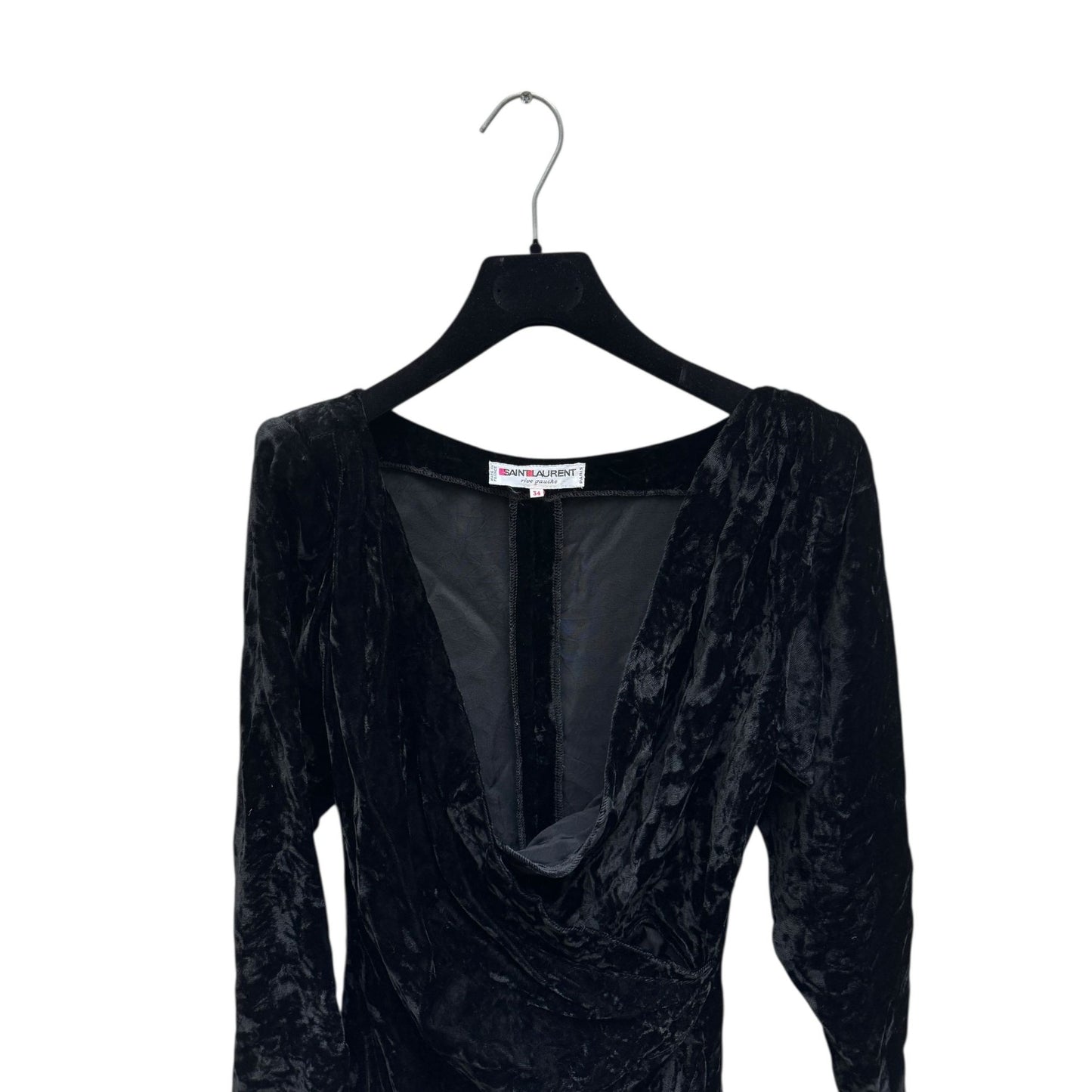 1970s Black Velvet Wrap Dress