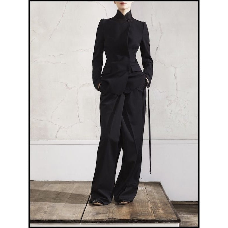 Black Oversized Wool Trousers