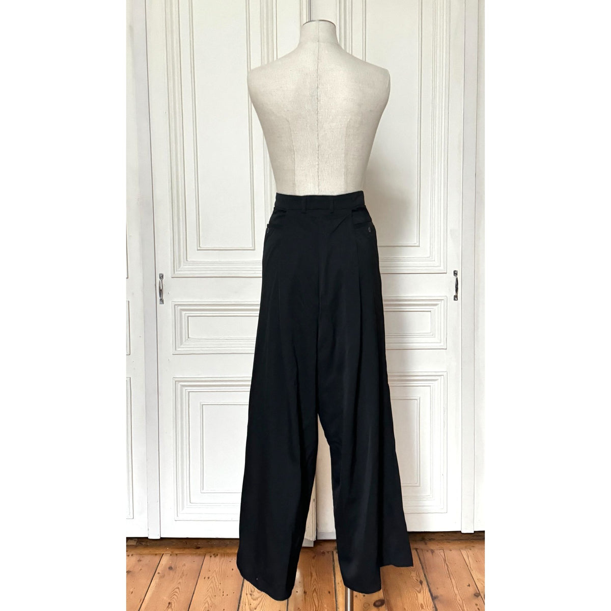 Black Oversized Wool Trousers