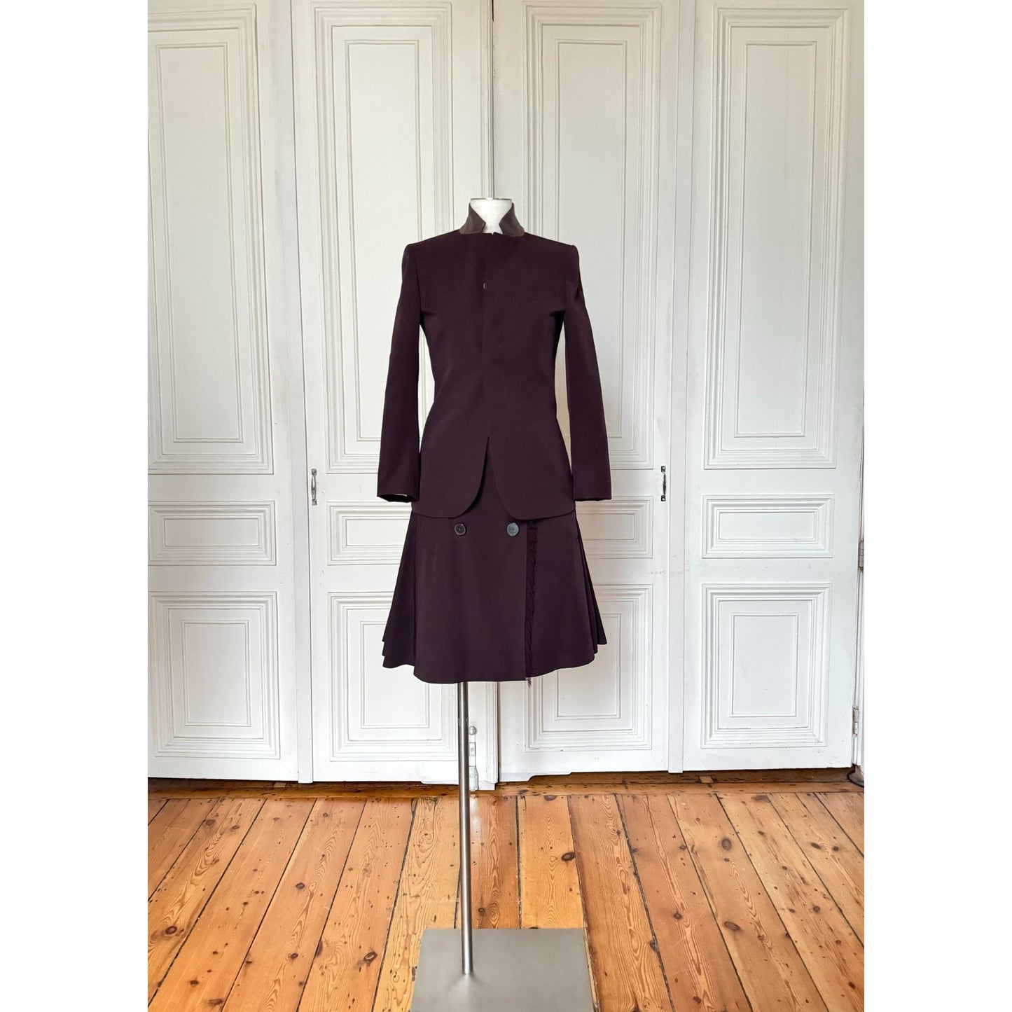 1990s Brown Wool Skirt Suit