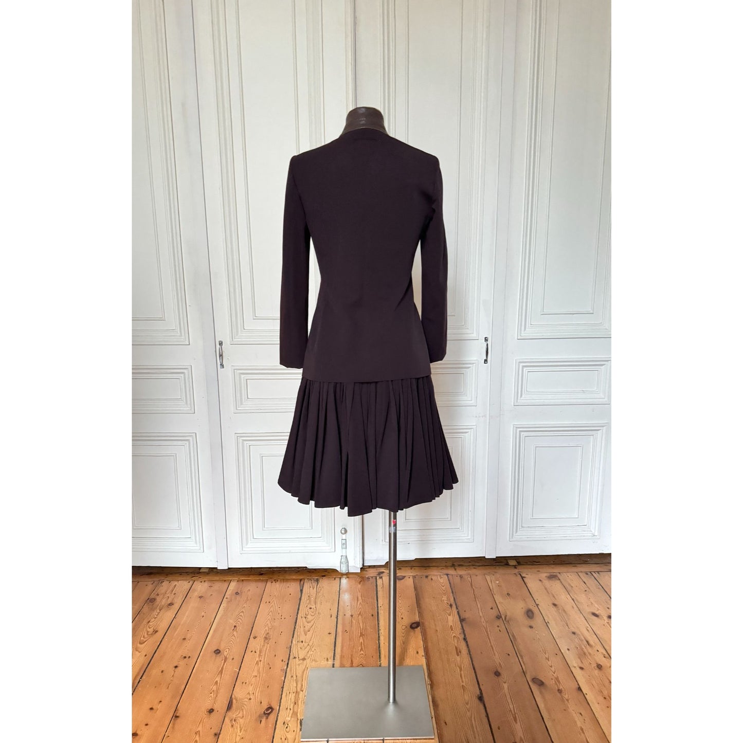 1990s Brown Wool Skirt Suit