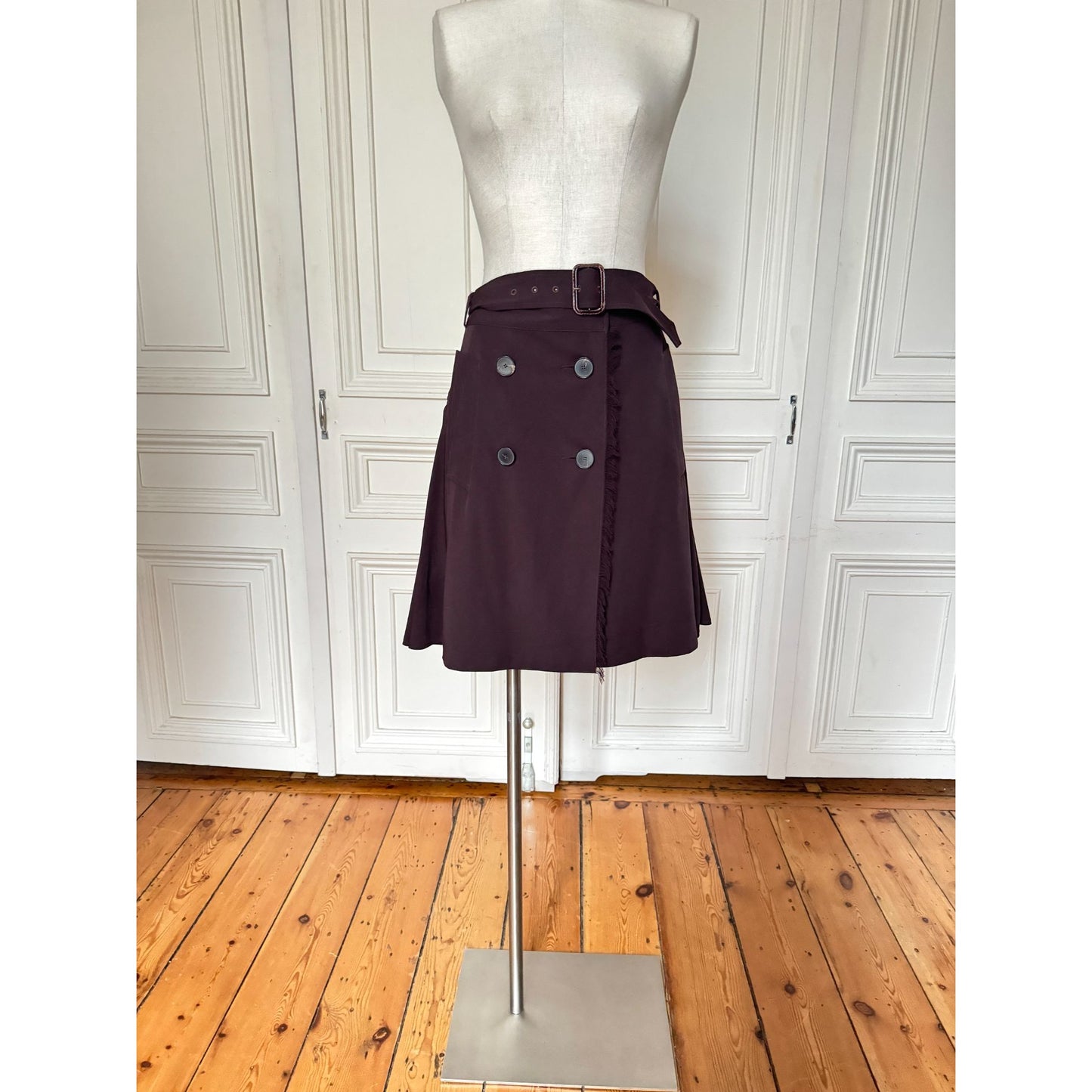 1990s Brown Wool Skirt Suit