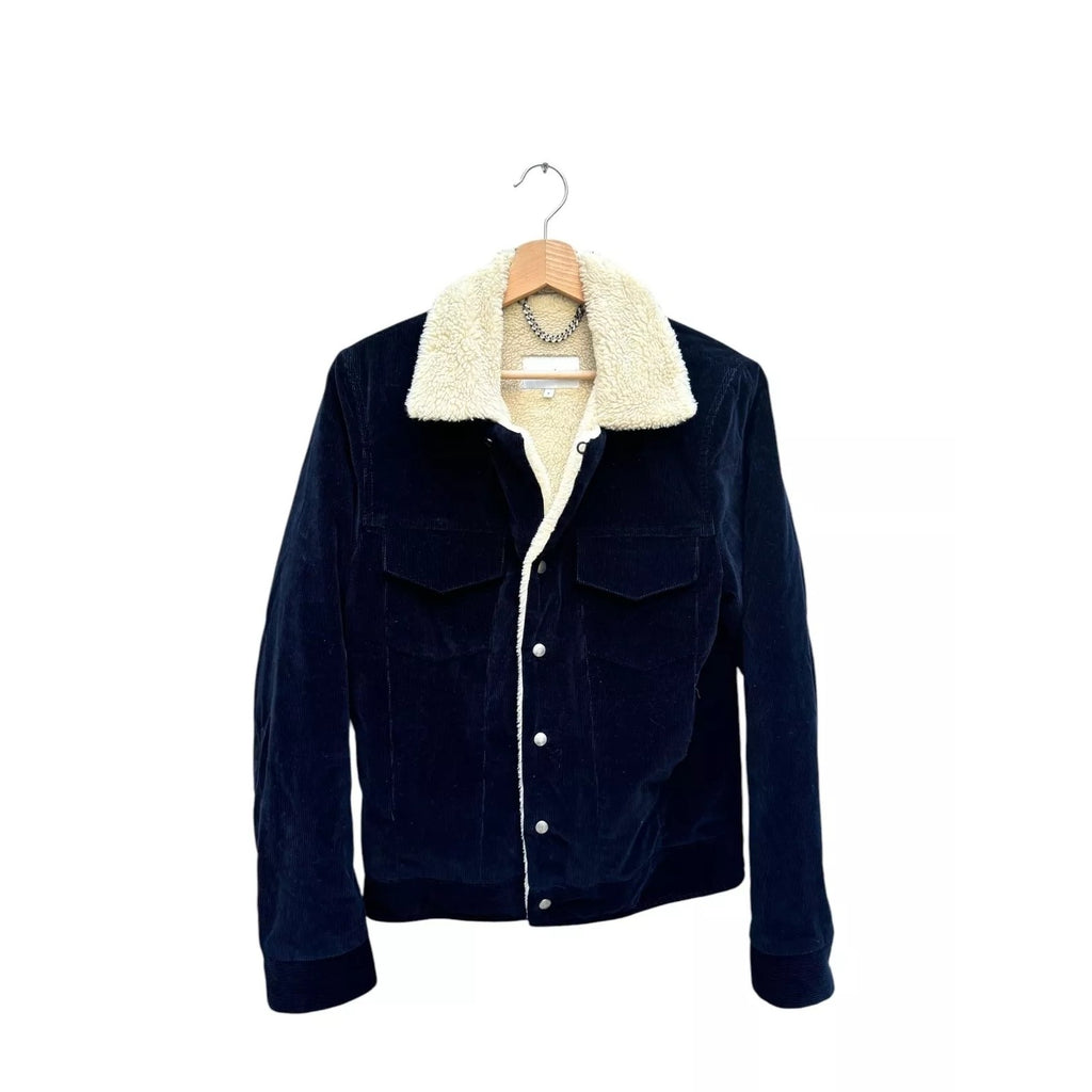 Dark Navy Corduroy Shearling Jacket