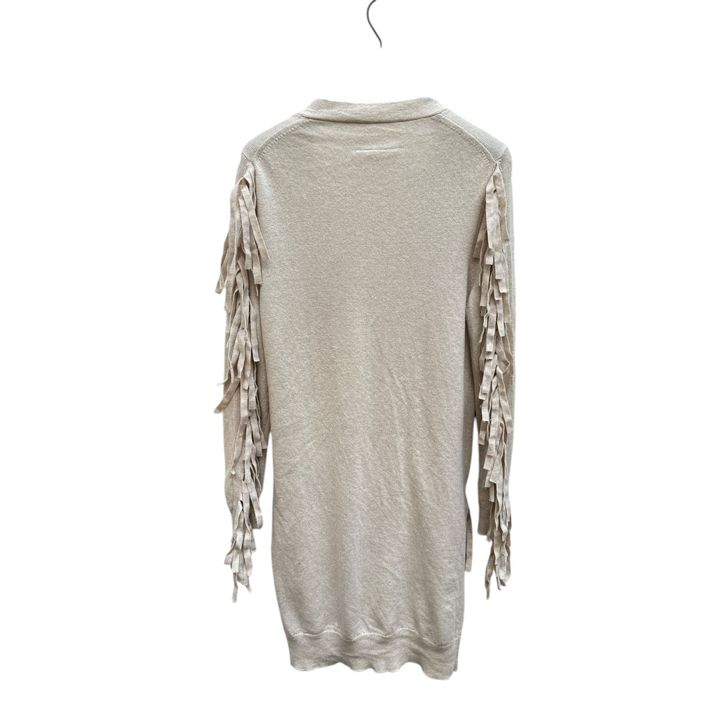 Beige Wool Fringed Cardigan