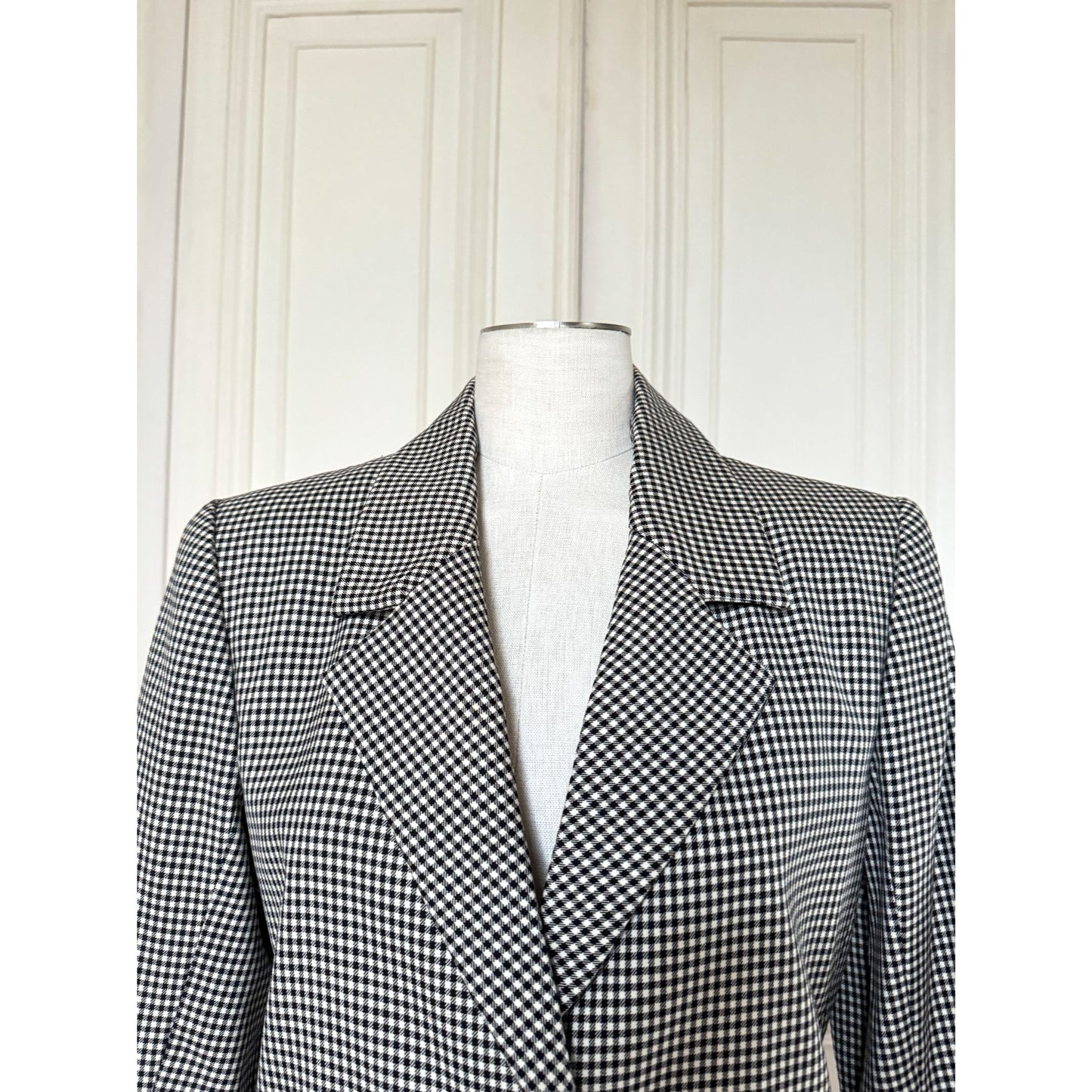 Houndstooth Wool Blazer Jacket 