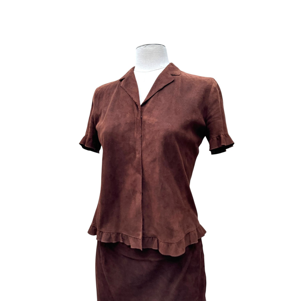 2000s Brown Suede Lambskin Two-Piece Set
