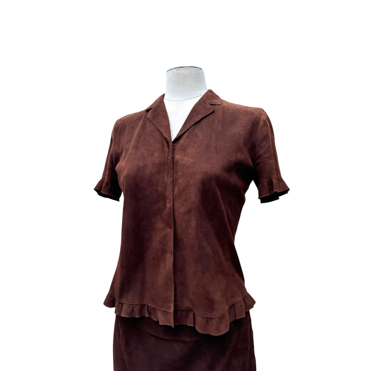 2000s Brown Suede Lambskin Two-Piece Set