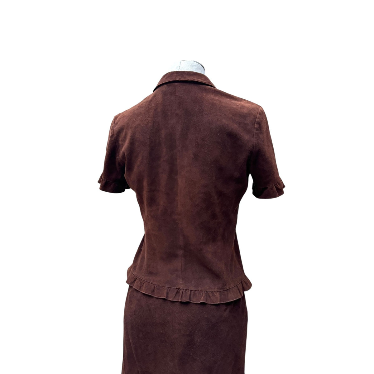 2000s Brown Suede Lambskin Two-Piece Set