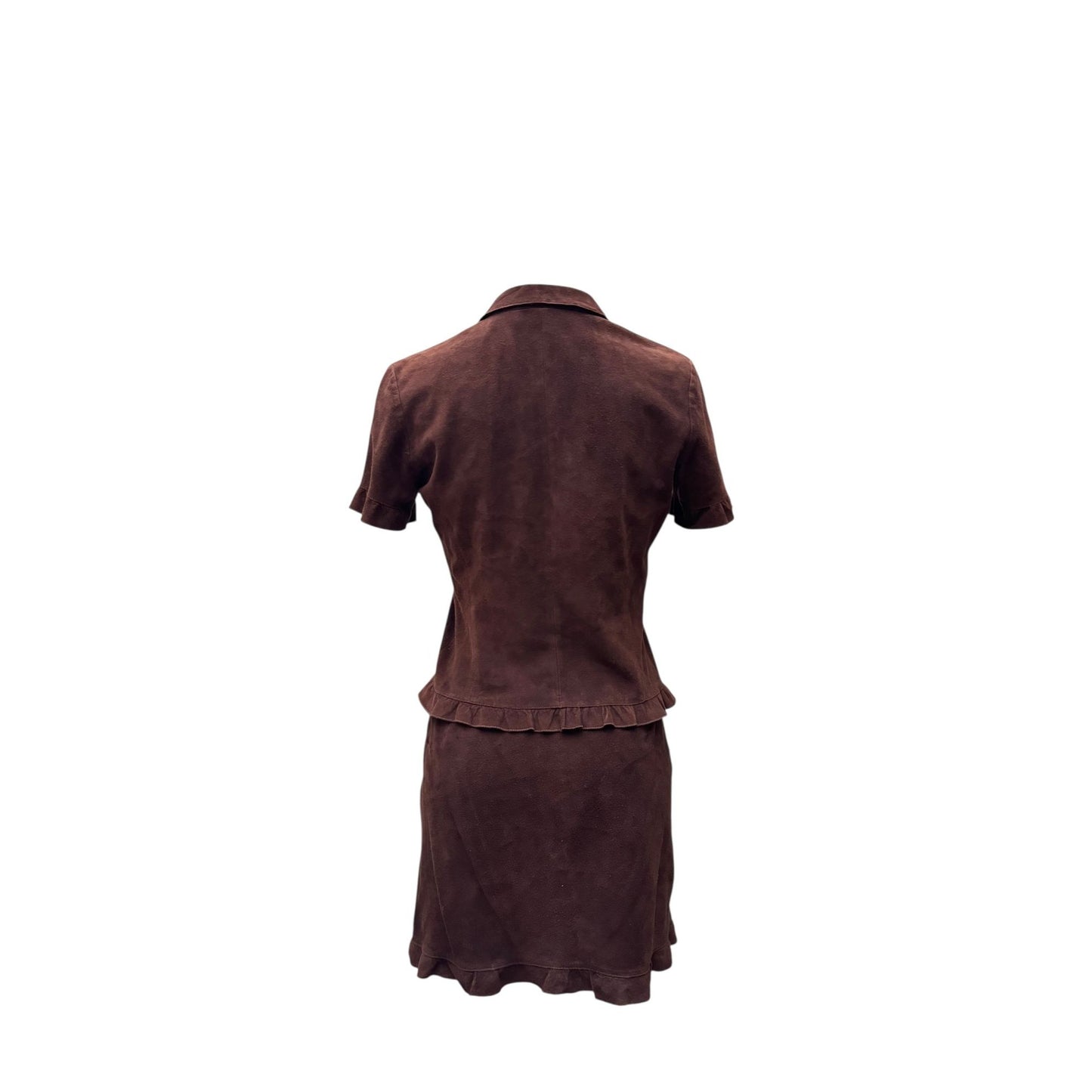2000s Brown Suede Lambskin Two-Piece Set
