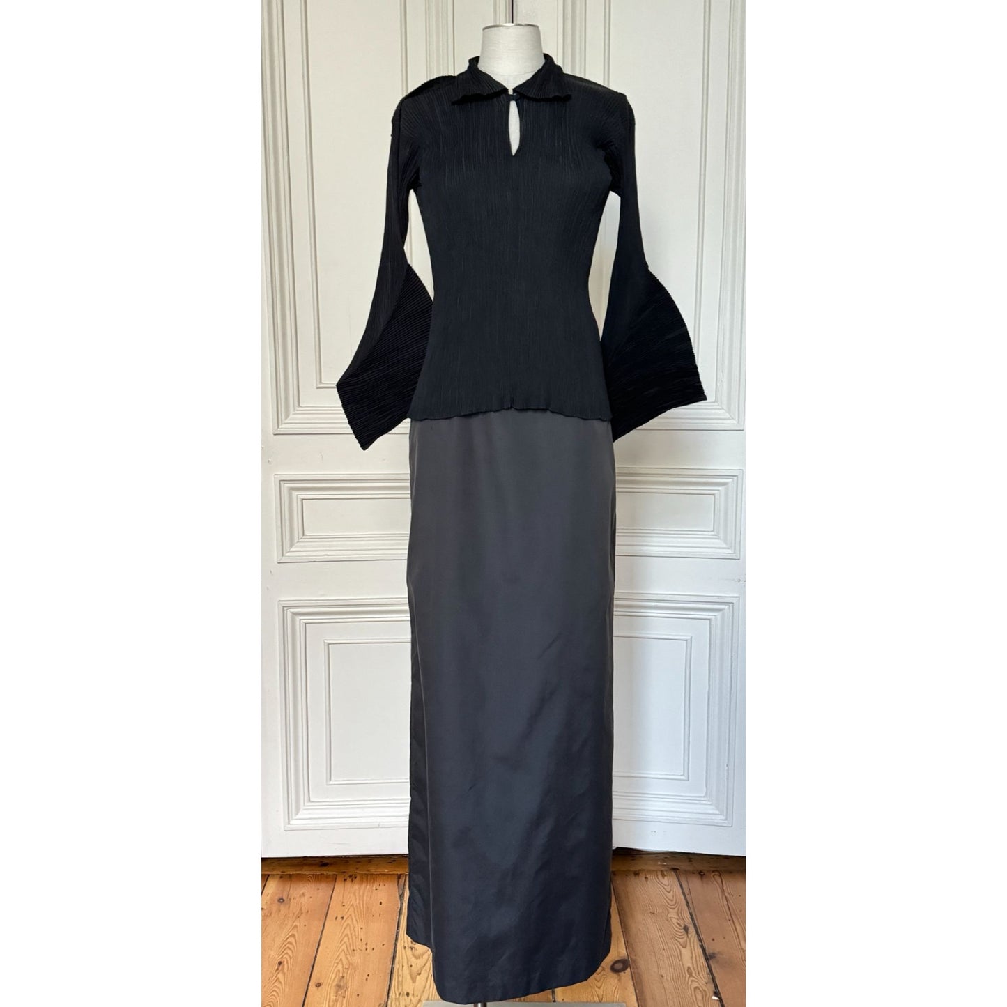 Vintage Black Pleated Blouse