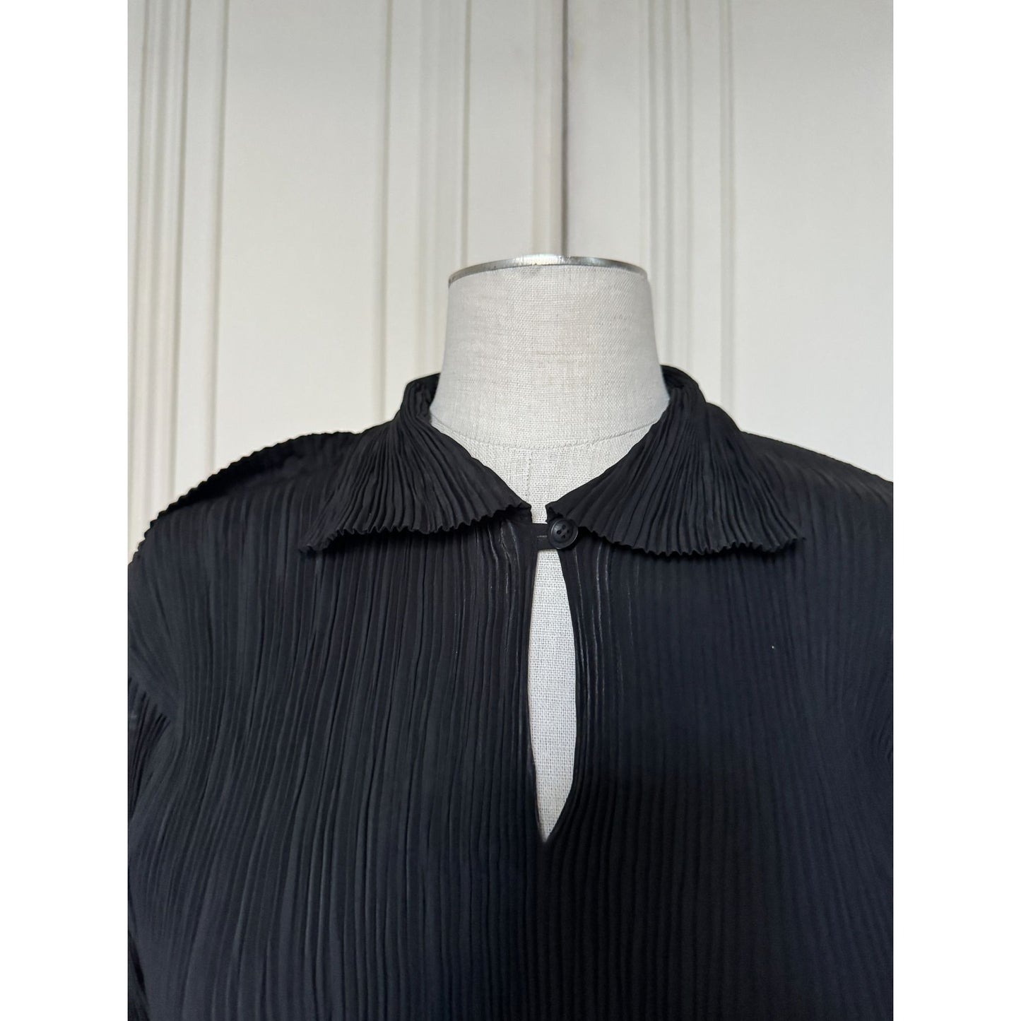 Vintage Black Pleated Blouse