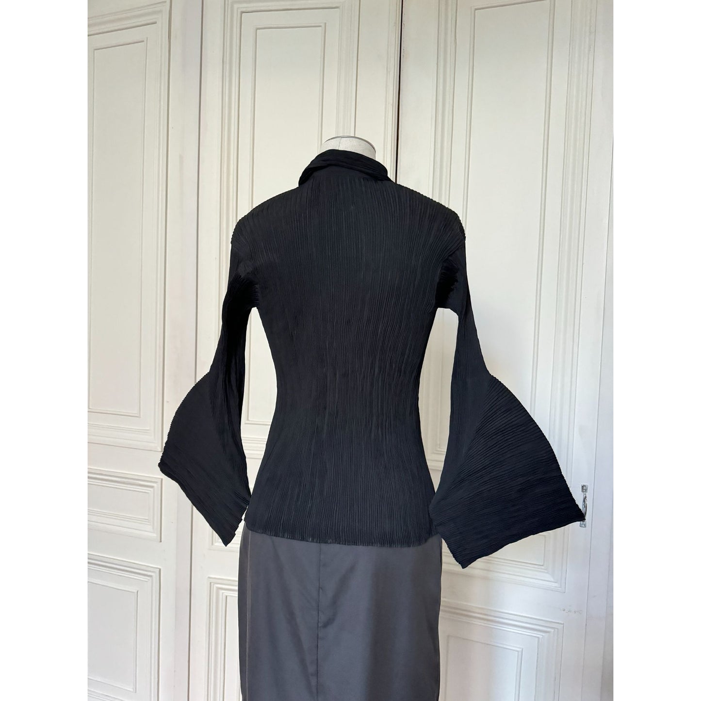 Vintage Black Pleated Blouse
