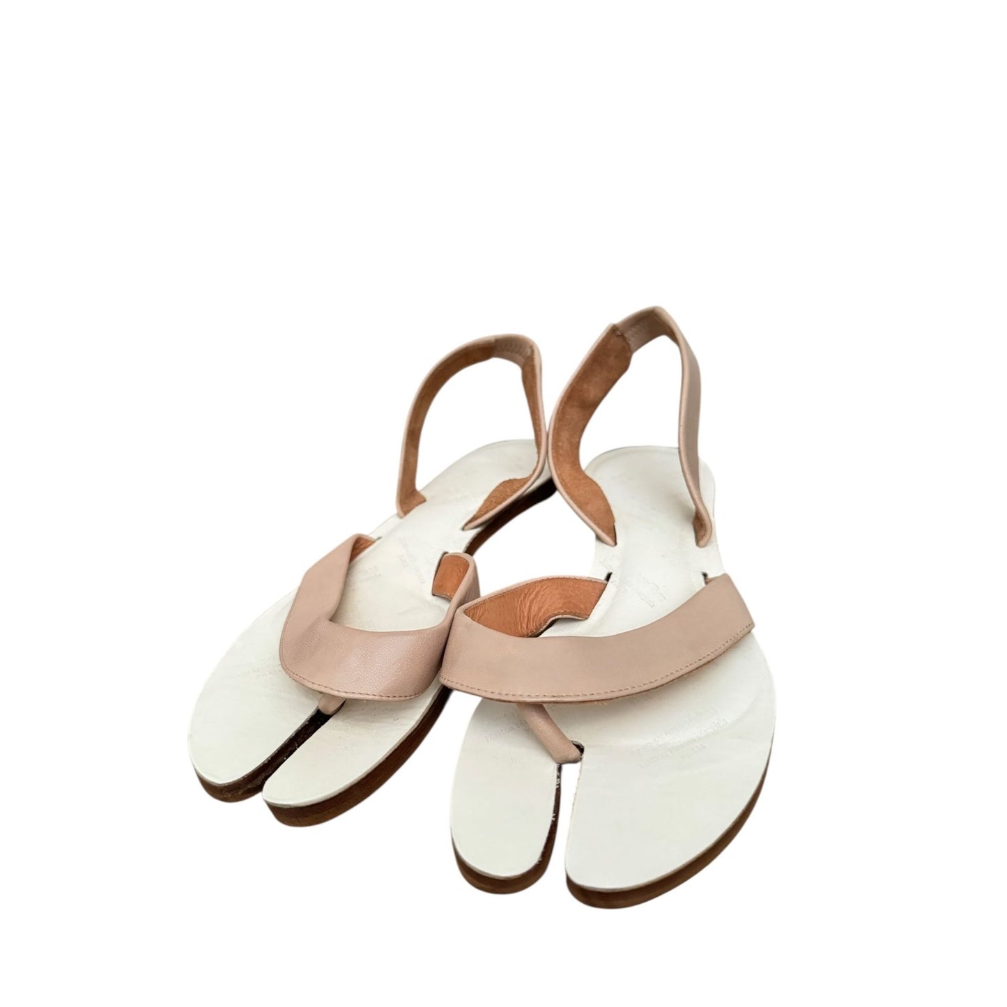 Beige Leather Tabi Sandals