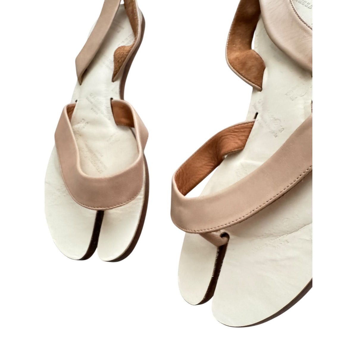 Beige Leather Tabi Sandals