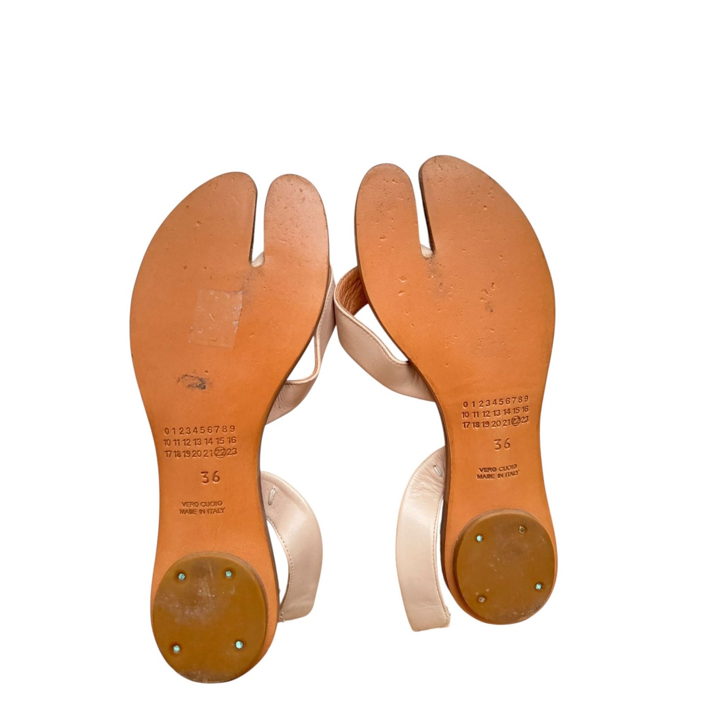 Beige Leather Tabi Sandals